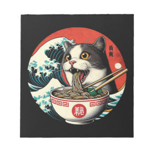 Bloc-note Ramen de chat Art japonais Style Vintage
