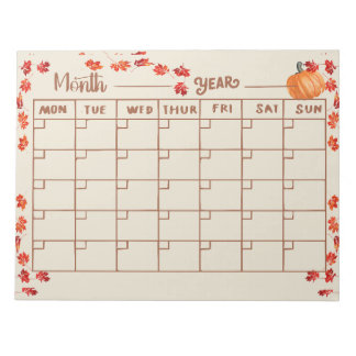 Bloc-note Rappels du calendrier d'automne