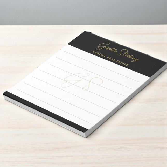 Bloc-note Real Estate Black Gold Script Luxury Professional (Créateur téléchargé)