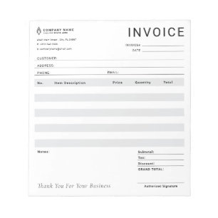Bloc-note Réception de vente de facture d'entreprise moderne