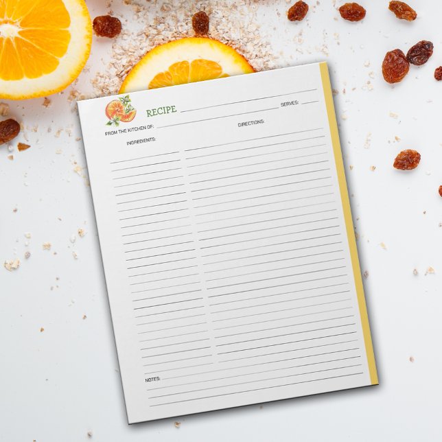 Bloc-note Recette culinaire orange simple (Créateur téléchargé)