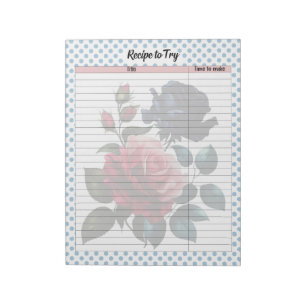 Bloc-note Recette Rose rose et bleu