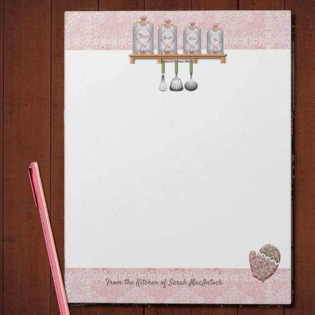Bloc-note Recettes de cuisine chic rose Shabby (Créateur téléchargé)