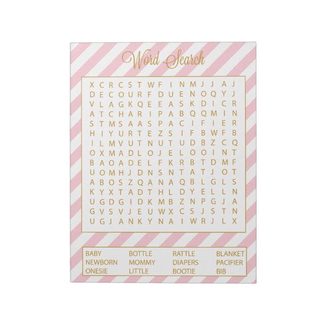 Bloc-note Recherche Word Baby shower rose Jeu 40 feuilles (Tourné)