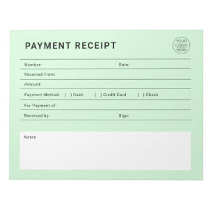 Bloc-note Reçu de Paiement Logo d'Entreprise