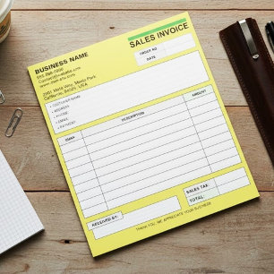 Bloc-note Reçus de facture de vente personnalisés, nom de so