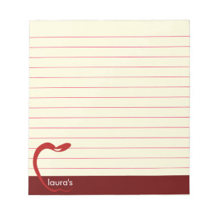 Bloc-note Red Apple Enseignant Personnalisé Lignes Classique