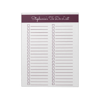 Bloc-note Red Brown Vertical 8.5x11 Two Column Checklist