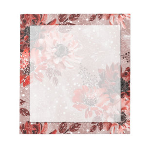 Bloc-note Red, burgundy flowers.