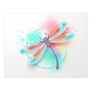 Bloc-note Red dragonfly on watercolor background