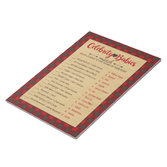 Bloc-note Red Flannel Celebrity Baby Baby shower Pack de jeu (Incliné)