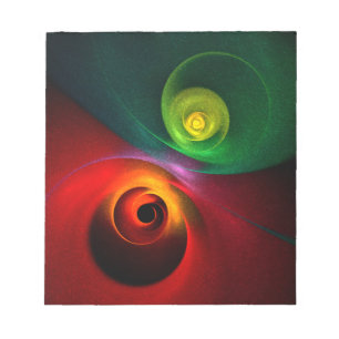 Bloc-note Red Green Yin Yang Moderne Motif d'art Abstrait #2