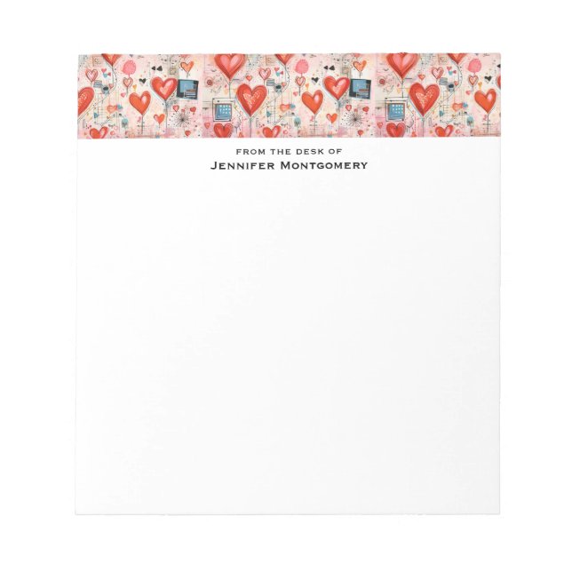 Bloc-note Red Hearts Whimsical Love Motif (Devant)