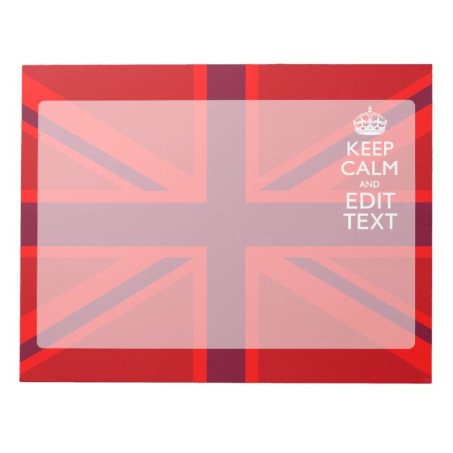 Bloc-note Red Keep Calm Have Your Text on Union Jack Flag (Devant)