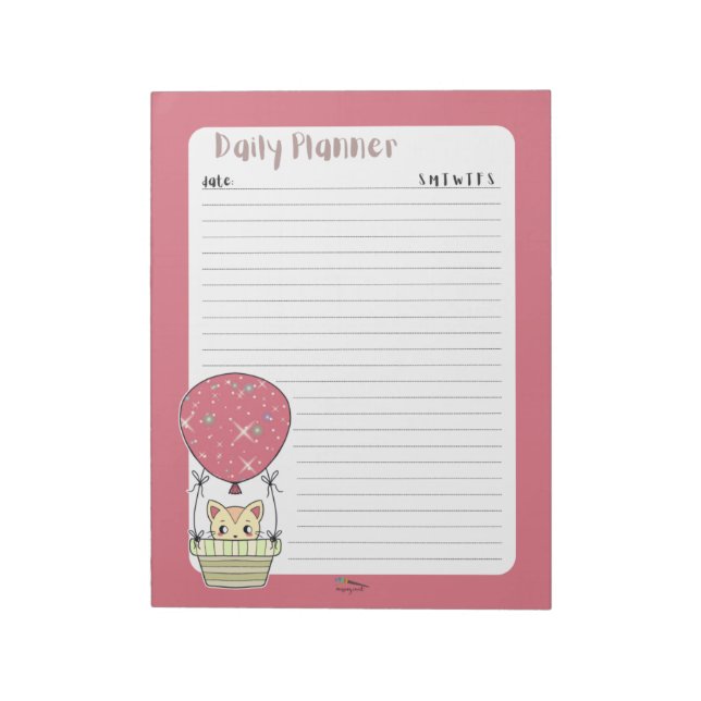 Bloc-note Red Kitty Balloon Linked Daily Planner (Tourné)