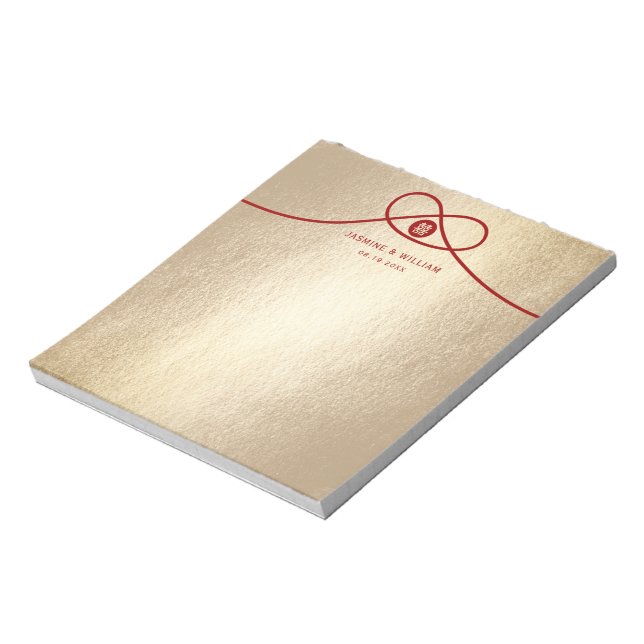 Bloc-note Red Knot Union Double Bonheur Mariage chinois (Tourné)