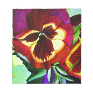 Bloc-note Red pansies watercolor flower original art