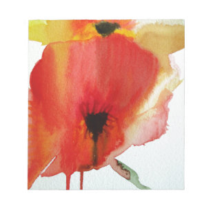 Bloc-note Red Poppies aquarelle art floral moderne