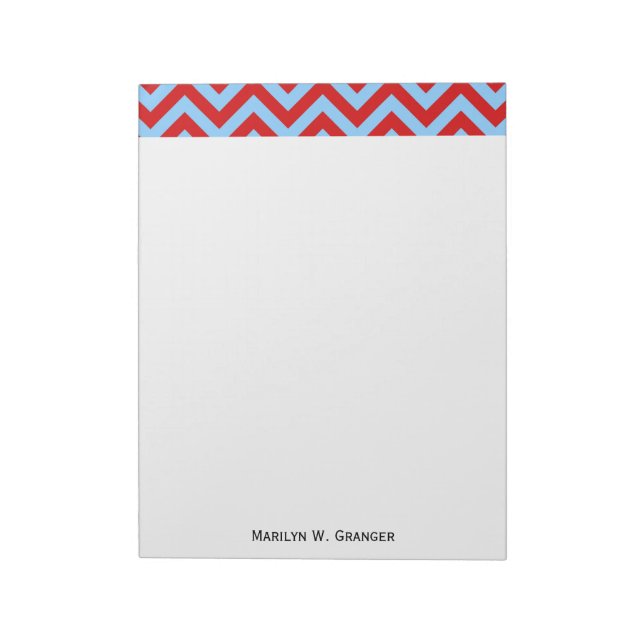 Bloc-note Red, Sky Blue Large Chevron Zig Zag (Tourné)