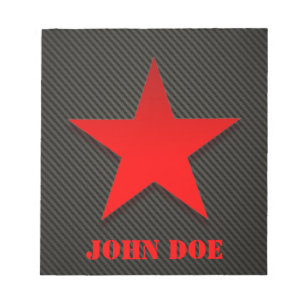 Bloc-note Red Star on Black Carbon Fiber