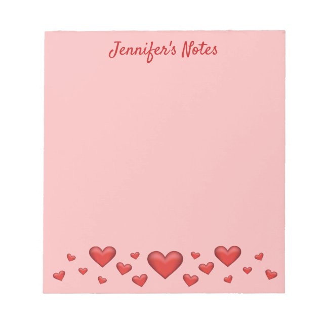 Bloc-note Red Valentine's Day Hearts & Custom Text (Devant)