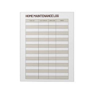 Bloc-note Registre de maintenance de maison minimaliste marr