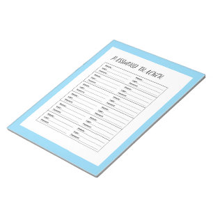 Bloc-note Registre minimaliste de suivi de mots de passe