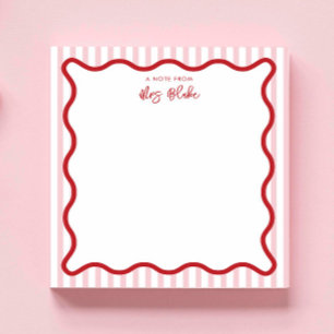 Bloc-note Remerciement Personnalisé pour Enseignant Rose Rou