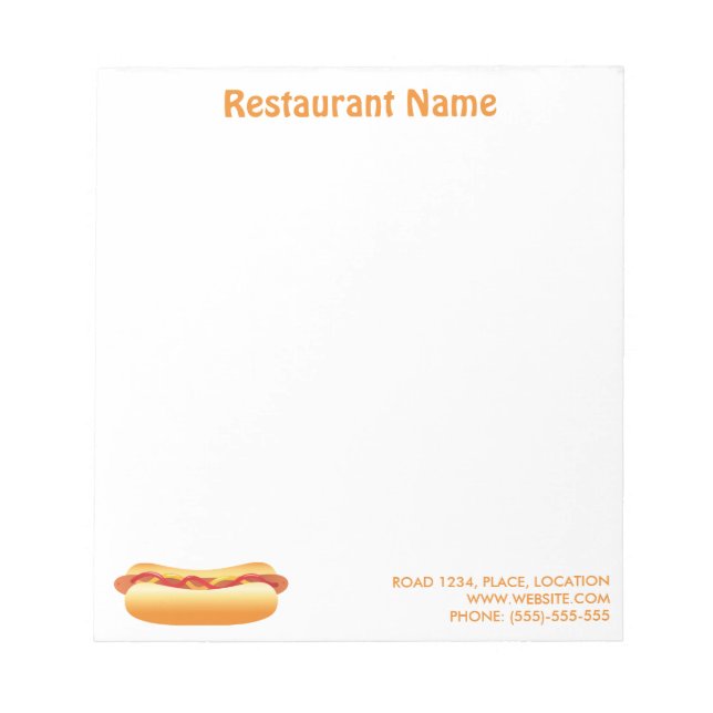 Bloc-note Restaurant Hot Dog Custom (Devant)