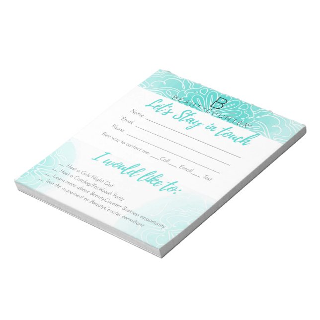 Bloc-note Restez en contact Beauty Consultant BC- carte de c (Tourné)