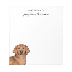 Bloc-note Retriever doré rouge Chien mignon avec nom personn