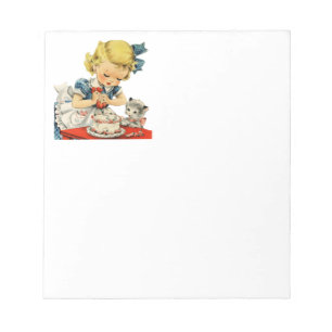 Bloc-note Rétro Anniversaire Fille Cake Cat Enfants Artwork