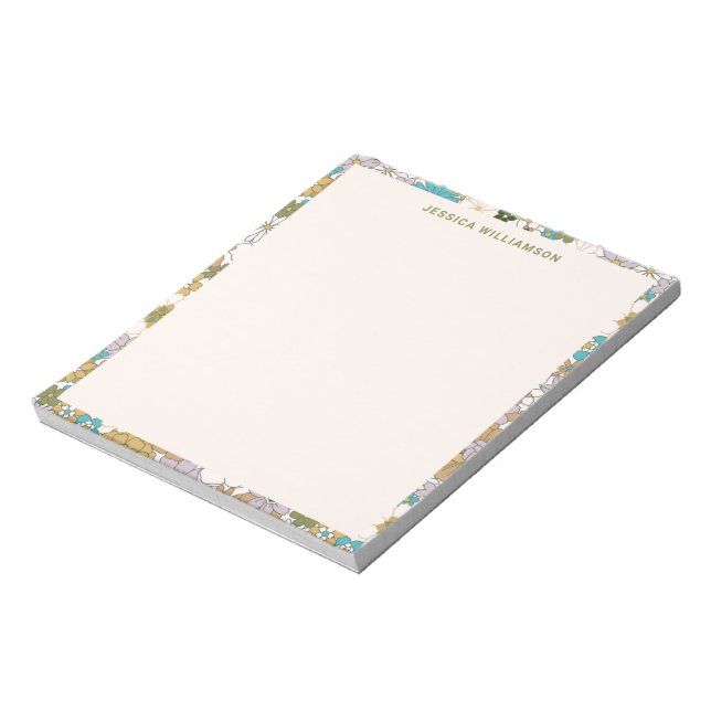 Bloc-note Retro Boho Turquoise Brown Floral Cute Baby shower (Tourné)
