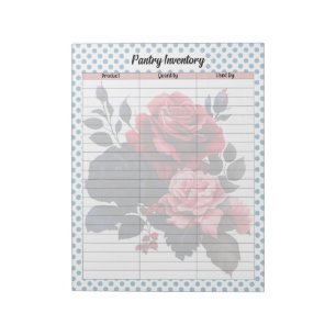 Bloc-note Rétro rose et bleu Rose Fridge Inventory Lis