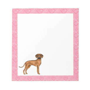 Bloc-note Rhodesian Ridgeback Chien Love Coeur Motif rose
