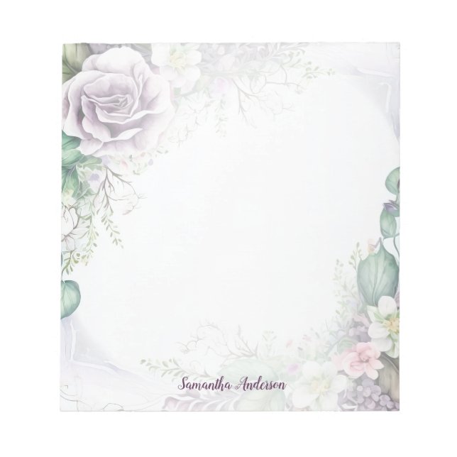 Bloc-note Robe d'aquarelle violet vert de feuillage (Devant)