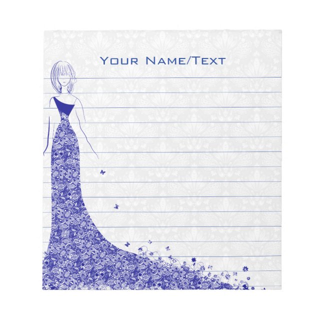 Bloc-note Robe Mariage Royal Blue & White Damas (Devant)