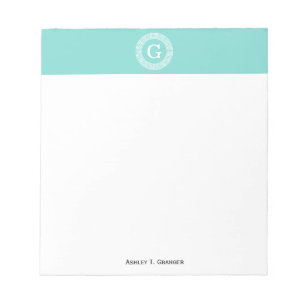 Bloc-note Robin Oeuf Wht Grille Grecque Cadre Rnd Initial Mo