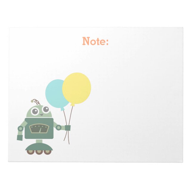 Bloc-note Robot mignon avec ballons pour enfants (Devant)