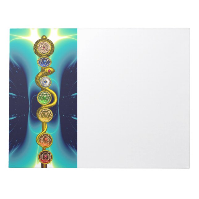 BLOC-NOTE RODE D'ASCLEPIUS 7 CHAKRAS, YOGA, ÉNERGIE SPIRITUE (Devant)