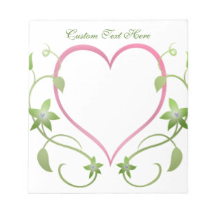 Bloc-note Romantique Coeur rose Vins verts Élégant Mariage