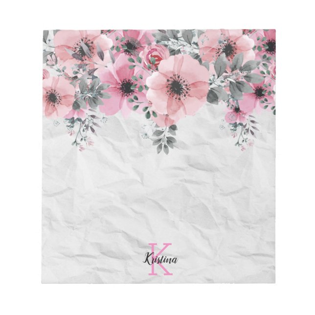 Bloc-note Romantique Élégant floral antique Personnalisé (Devant)