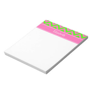 Bloc-note Rose Chaud #2 Vert Citron LG Chevron Monogramme No