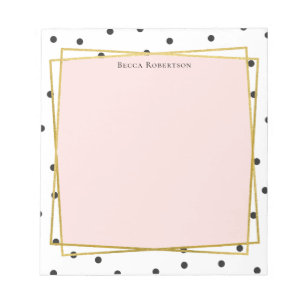 Bloc-note Rose élégant avec des points Confetti et votre nom