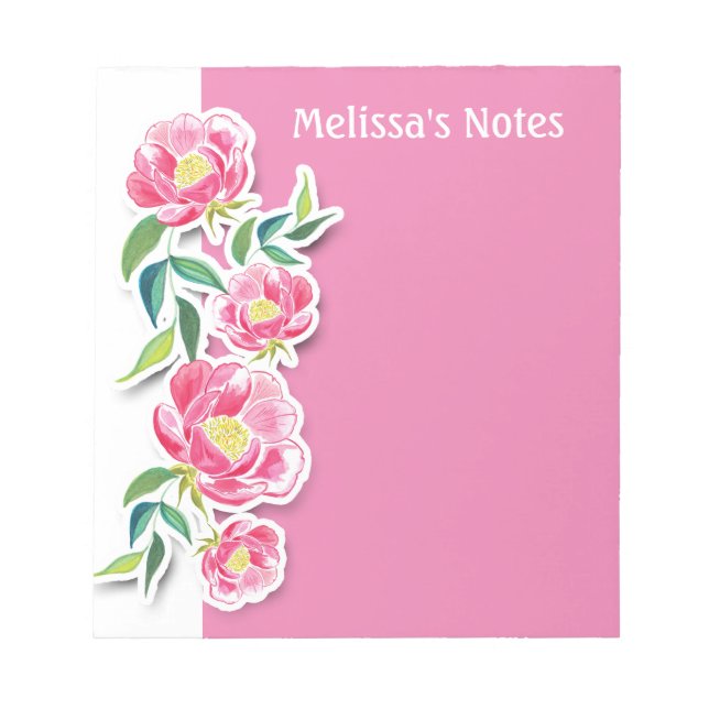 Bloc-note Rose fleurs enseignants bureau aquarelle (Devant)