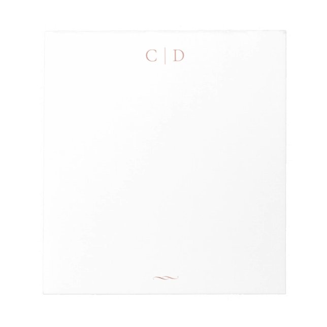 Bloc-note Rose Gold Elegant Monogramme Stationery personnali (Devant)