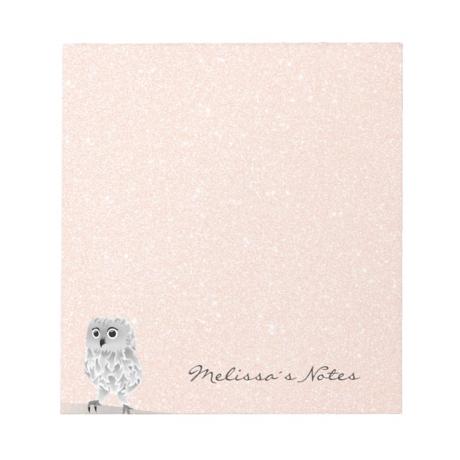 Bloc-note Rose Gold Parties scintillant Cute Owl Ajouter un  (Devant)