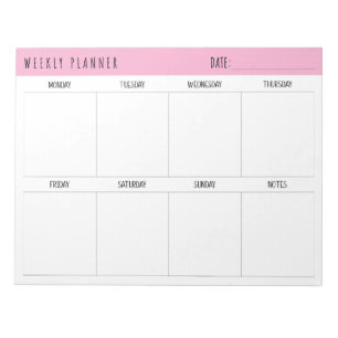 Bloc-note Rose, Noir et Blanc, Planificateur Hebdomadaire,