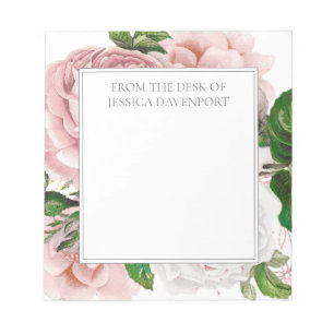 Bloc-note Rose Pâle Antique Floral De Bureau de