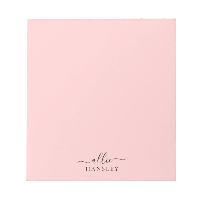 Bloc-note Rose pâle rose rose rose rose moderne Nom minimali (Devant)